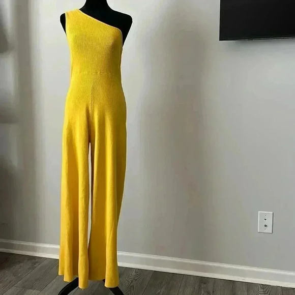 Free People Yellow Knit One Shoulder Jumpsuit - Picture 6 of 10